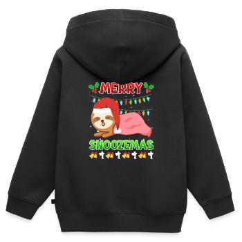 Merry Snoozemas Faultier Faulheit - Kinder Premium Organic Zip Hoodie - Schwarz - Hinten - AI Model Kid Male (0cm)
