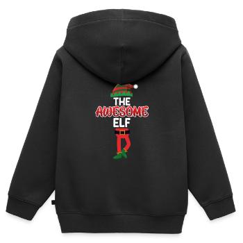 L’incroyable elfe génial - Sweat Premium à capuche zippé enfant bio - noir - Dos - AI Model Kid Male (0cm)