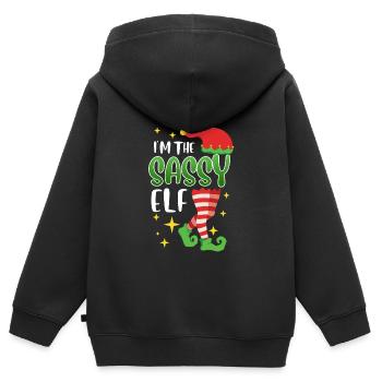 Elfe effronté Je suis l’elfe impertinent Nicolas - Sweat Premium à capuche zippé enfant bio - noir - Dos - AI Model Kid Male (0cm)