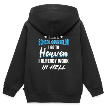 Ich arbeite in der Hölle Schulbegleiter - Kinder Premium Organic Zip Hoodie - Schwarz - Hinten - AI Model Kid Male (0cm)