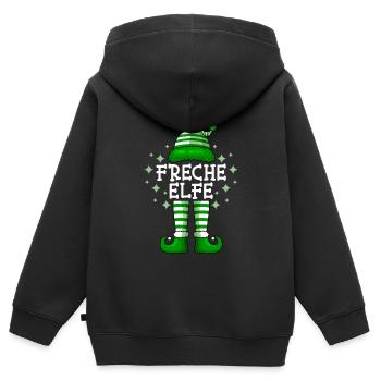 Cheeky Elf Christmas Nicholas Elf - Kids Premium Organic Zip-up Hoodie - black - Back - AI Model Kid Male (0cm)