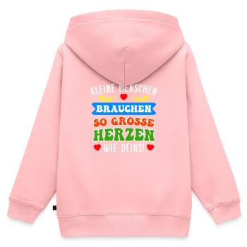 Kleine Menschen brauchen große Herzen Erzieherin - Kinder Premium Organic Zip Hoodie - Rosa - Hinten - AI Model Kid Female (0cm)