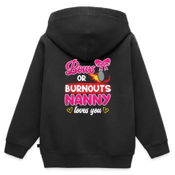 Boucle ou burnout love you childkinder - Sweat Premium à capuche zippé enfant bio - noir - Dos - AI Model Kid Male (0cm)