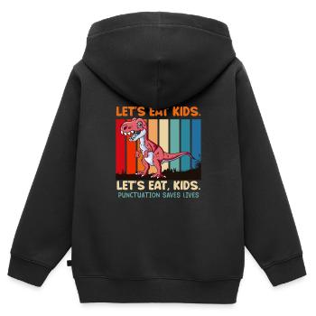 Satzzeichen sind wichtig Schüler essen Lehrer - Kinder Premium Organic Zip Hoodie - Schwarz - Hinten - AI Model Kid Male (0cm)