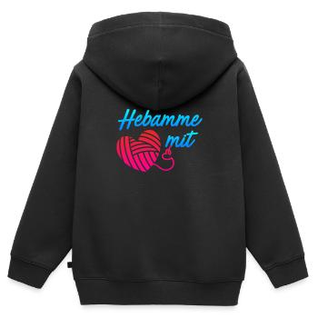 Ich bin eine Hebamme mit Herz Hebamme - Kinder Premium Organic Zip Hoodie - Schwarz - Hinten - AI Model Kid Male (0cm)