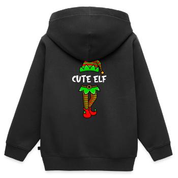 Mignon Elfe Douce Elfe Petite amie Elfe Femme - Sweat Premium à capuche zippé enfant bio - noir - Dos - AI Model Kid Male (0cm)