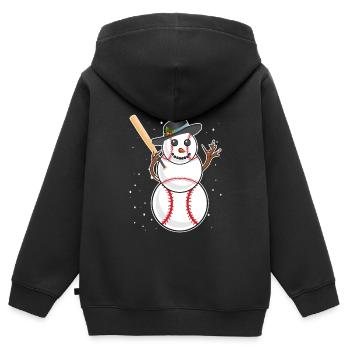 Baseball Schneemann Baseball Spieler Baseballer - Kinder Premium Organic Zip Hoodie - Schwarz - Hinten - AI Model Kid Male (0cm)