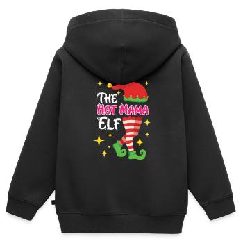 La mère elfe elfe - Sweat Premium à capuche zippé enfant bio - noir - Dos - AI Model Kid Male (0cm)