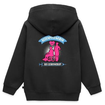 Altenpflegerin mit Leidenschaft Altenpfleger - Kinder Premium Organic Zip Hoodie - Schwarz - Hinten - AI Model Kid Male (0cm)