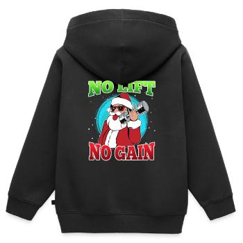 No Lift no Gain Nikolaus No Lift no Gift - Kinder Premium Organic Zip Hoodie - Schwarz - Hinten - AI Model Kid Male (0cm)