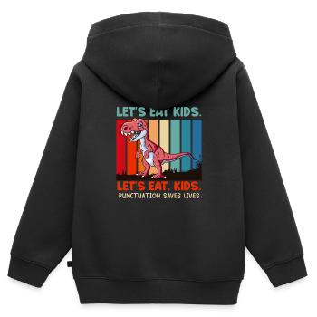 Satzzeichen sind wichtig Schüler essen Lehrer - Kinder Premium Organic Zip Hoodie - Schwarz - Hinten - AI Model Kid Male (0cm)