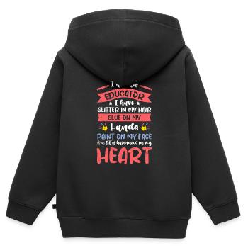 Glitter im Haar Klebe an den Händen Erzieherin - Kinder Premium Organic Zip Hoodie - Schwarz - Hinten - AI Model Kid Male (0cm)
