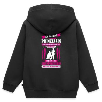 Ich bin keine Prinzessin ich bin Altenpflegerin - Kinder Premium Organic Zip Hoodie - Schwarz - Hinten - AI Model Kid Male (0cm)