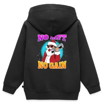 No Lift no Gain Nikolaus No Lift no Gift - Kinder Premium Organic Zip Hoodie - Schwarz - Hinten - AI Model Kid Male (0cm)