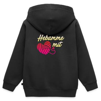 Ich bin eine Hebamme mit Herz Hebamme - Kinder Premium Organic Zip Hoodie - Schwarz - Hinten - AI Model Kid Male (0cm)