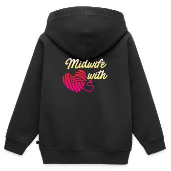 Je suis sage-femme avec cœur sage-femme - Sweat Premium à capuche zippé enfant bio - noir - Dos - AI Model Kid Male (0cm)