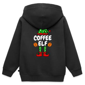 Coffee Elf Coffee Drinkers - Kids Premium Organic Zip-up Hoodie - black - Back - AI Model Kid Male (0cm)