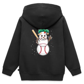 Baseball Schneemann Baseball Spieler Baseballer - Kinder Premium Organic Zip Hoodie - Schwarz - Hinten - AI Model Kid Male (0cm)