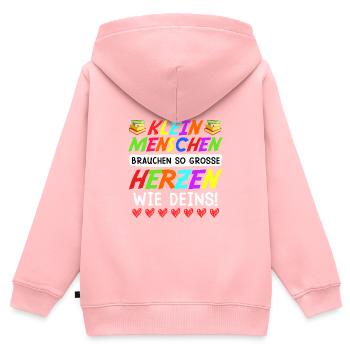 Kleine Menschen brauchen großes Herz Erzieherin - Kinder Premium Organic Zip Hoodie - Rosa - Hinten - AI Model Kid Female (0cm)