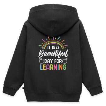 A wonderful day to learn Learning day teachers - Kids Premium Organic Zip-up Hoodie - black - Back - AI Model Kid Male (0cm)