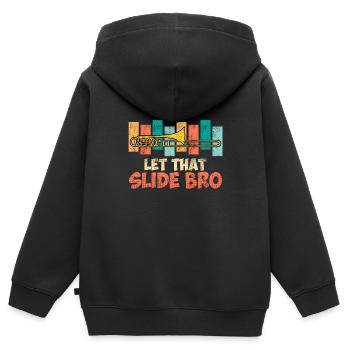 Tromboniste Professeur de musique Laissez-le glisser Trombone - Sweat Premium à capuche zippé enfant bio - noir - Dos - AI Model Kid Male (0cm)