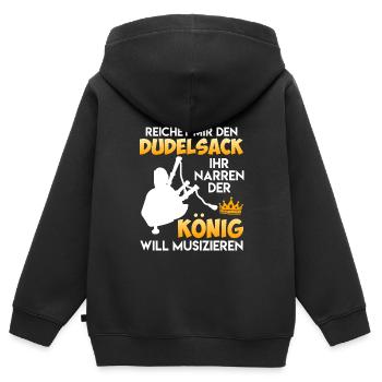 Der König will musizieren reicht mir den Dudelsack - Kinder Premium Organic Zip Hoodie - Schwarz - Hinten - AI Model Kid Male (0cm)