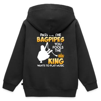 Der König will musizieren reicht mir den Dudelsack - Kinder Premium Organic Zip Hoodie - Schwarz - Hinten - AI Model Kid Male (0cm)