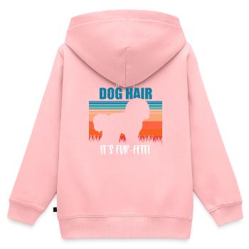 Bichon Frise - Sweat Premium à capuche zippé enfant bio - rose - Dos - AI Model Kid Female (0cm)