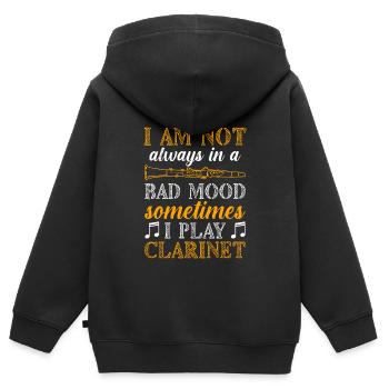 Nicht immer schlechte Laune ich spiele Klarinette - Kinder Premium Organic Zip Hoodie - Schwarz - Hinten - AI Model Kid Male (0cm)