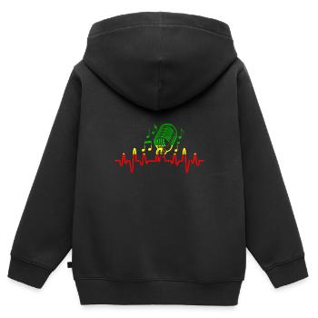 Herzschlag Reggae Musik Ich liebe Musik Noten - Kinder Premium Organic Zip Hoodie - Schwarz - Hinten - AI Model Kid Male (0cm)