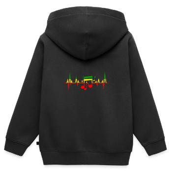 Herzschlag Reggae Musik Ich liebe Musik Noten - Kinder Premium Organic Zip Hoodie - Schwarz - Hinten - AI Model Kid Male (0cm)