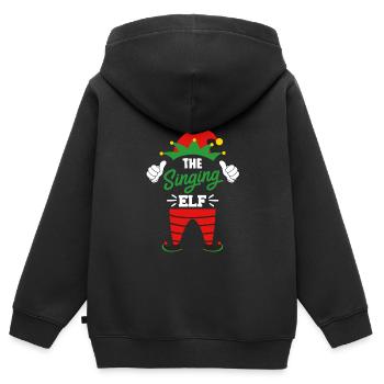 Weihnachten ich bin der singende Elf singen - Kinder Premium Organic Zip Hoodie - Schwarz - Hinten - AI Model Kid Male (0cm)