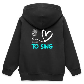 chanteur j'aime chanter - Sweat Premium à capuche zippé enfant bio - noir - Dos - AI Model Kid Male (0cm)