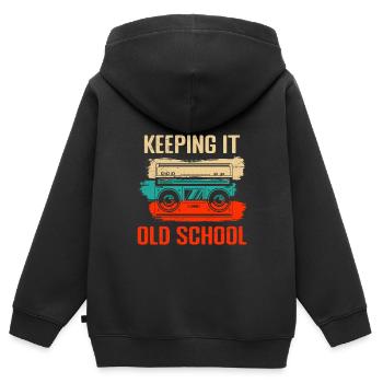 Lass es altmodisch ich höre Kassetten - Kinder Premium Organic Zip Hoodie - Schwarz - Hinten - AI Model Kid Male (0cm)