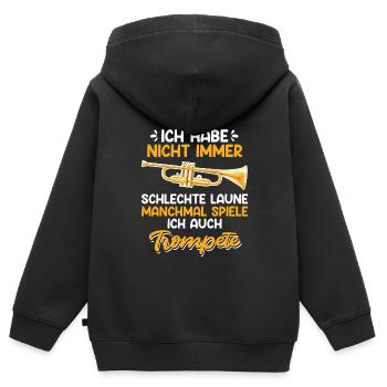 Nicht immer schlechte Laune ich spiele Trompete - Kinder Premium Organic Zip Hoodie - Schwarz - Hinten - AI Model Kid Male (0cm)