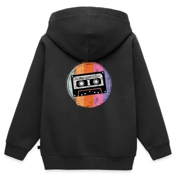 Radio children from the 90s Walkman cassettes - Kids Premium Organic Zip-up Hoodie - black - Back - AI Model Kid Male (0cm)