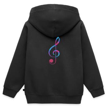 Notenschlüssel ich liebe Musik Noten - Kinder Premium Organic Zip Hoodie - Schwarz - Hinten - AI Model Kid Male (0cm)