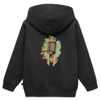 Ich liebe Musik Mikrofon singen Noten - Kinder Premium Organic Zip Hoodie - Schwarz - Hinten - AI Model Kid Male (0cm)