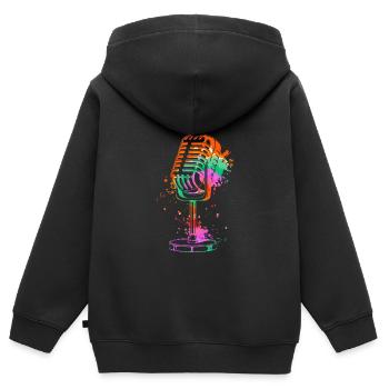 Microphone je suis un chanteur je suis un chanteur chante - Sweat Premium à capuche zippé enfant bio - noir - Dos - AI Model Kid Male (0cm)