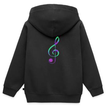 Notenschlüssel ich liebe Musik Noten - Kinder Premium Organic Zip Hoodie - Schwarz - Hinten - AI Model Kid Male (0cm)