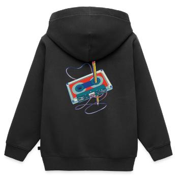 Lieder aufnehmen Radio Kassettenrecorder Kassette - Kinder Premium Organic Zip Hoodie - Schwarz - Hinten - AI Model Kid Male (0cm)