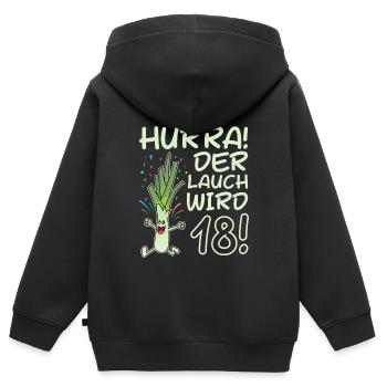Hurray the leek turns 18 years 18th birthday - Kids Premium Organic Zip-up Hoodie - black - Back - AI Model Kid Male (0cm)