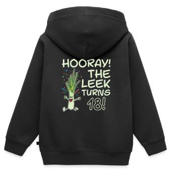 Hurray the leek turns 18 years 18th birthday - Kids Premium Organic Zip-up Hoodie - black - Back - AI Model Kid Male (0cm)