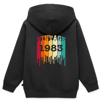 1983 Anniversaire 40 ans - Sweat Premium à capuche zippé enfant bio - noir - Dos - AI Model Kid Male (0cm)