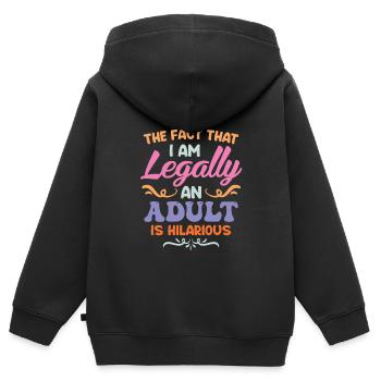 Anniversaire fille 18 ans - Sweat Premium à capuche zippé enfant bio - noir - Dos - AI Model Kid Male (0cm)