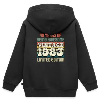 40 ans génial 40e anniversaire - Sweat Premium à capuche zippé enfant bio - noir - Dos - AI Model Kid Male (0cm)