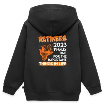 Rentner 2023 Basketballer Basketball Pensionierung - Kinder Premium Organic Zip Hoodie - Schwarz - Hinten - AI Model Kid Male (0cm)