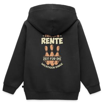 Rentner Bowling Pensionierung Renteneintritt - Kinder Premium Organic Zip Hoodie - Schwarz - Hinten - AI Model Kid Male (0cm)