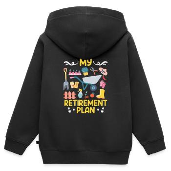 Mon régime Retraités - Sweat Premium à capuche zippé enfant bio - noir - Dos - AI Model Kid Male (0cm)