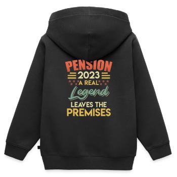 La légende quitte le site du locataire en 2023 - Sweat Premium à capuche zippé enfant bio - noir - Dos - AI Model Kid Male (0cm)
